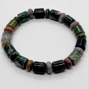 Indian Agate Vintage Stretch Bracelet, Fancy Jasper Stretch Bracelet